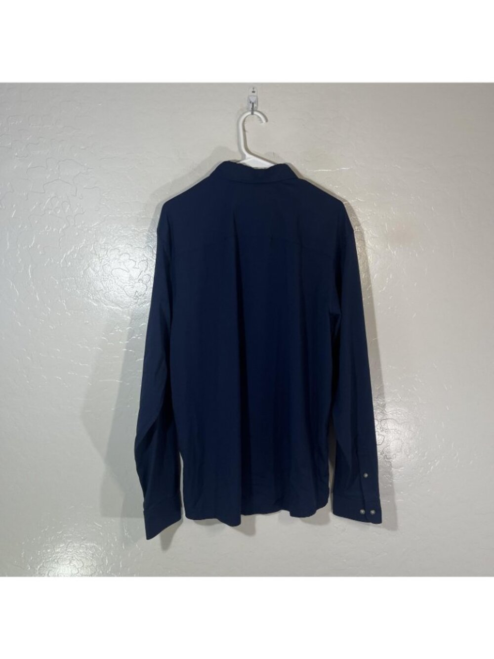 Poncho Shirt Mens XL Blue Solid Long Sleeve Button Up Slim Fit Stretch Casual - Picture 5 of 7